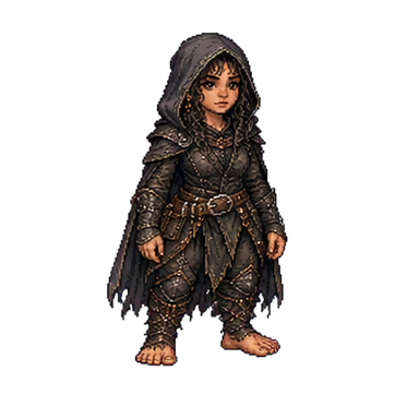 Pixel-art halfling rogue avatar created with Natural Zero