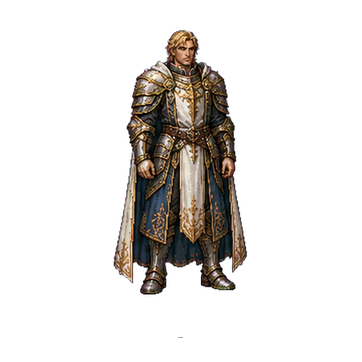 Pixel-art human paladin character avatar